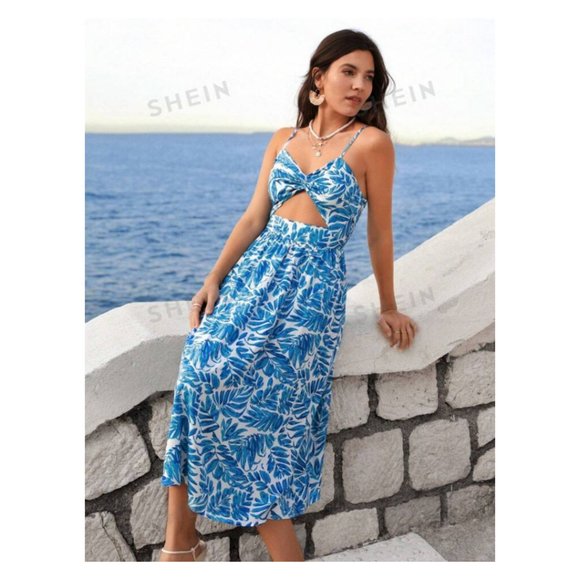 Cut-Out with Front Twist Midi Sundress EXTRA LARGE NIB - Picture 1 of 9